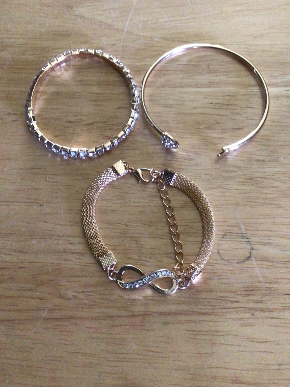Gold Infinity Mesh Bracelet with Crystal Accents - Women Jewelry